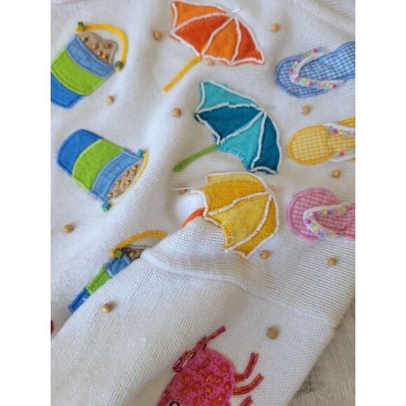 Vintage design options Philip Jane Gordon white Beach Crab cardigan starfish emb - Picture 11 of 16